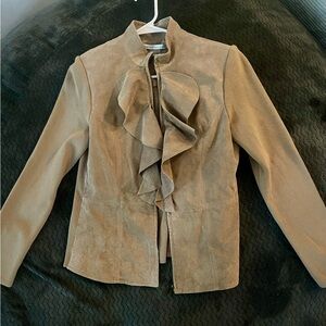 Peter Nygard Tan Ruffle Blazer